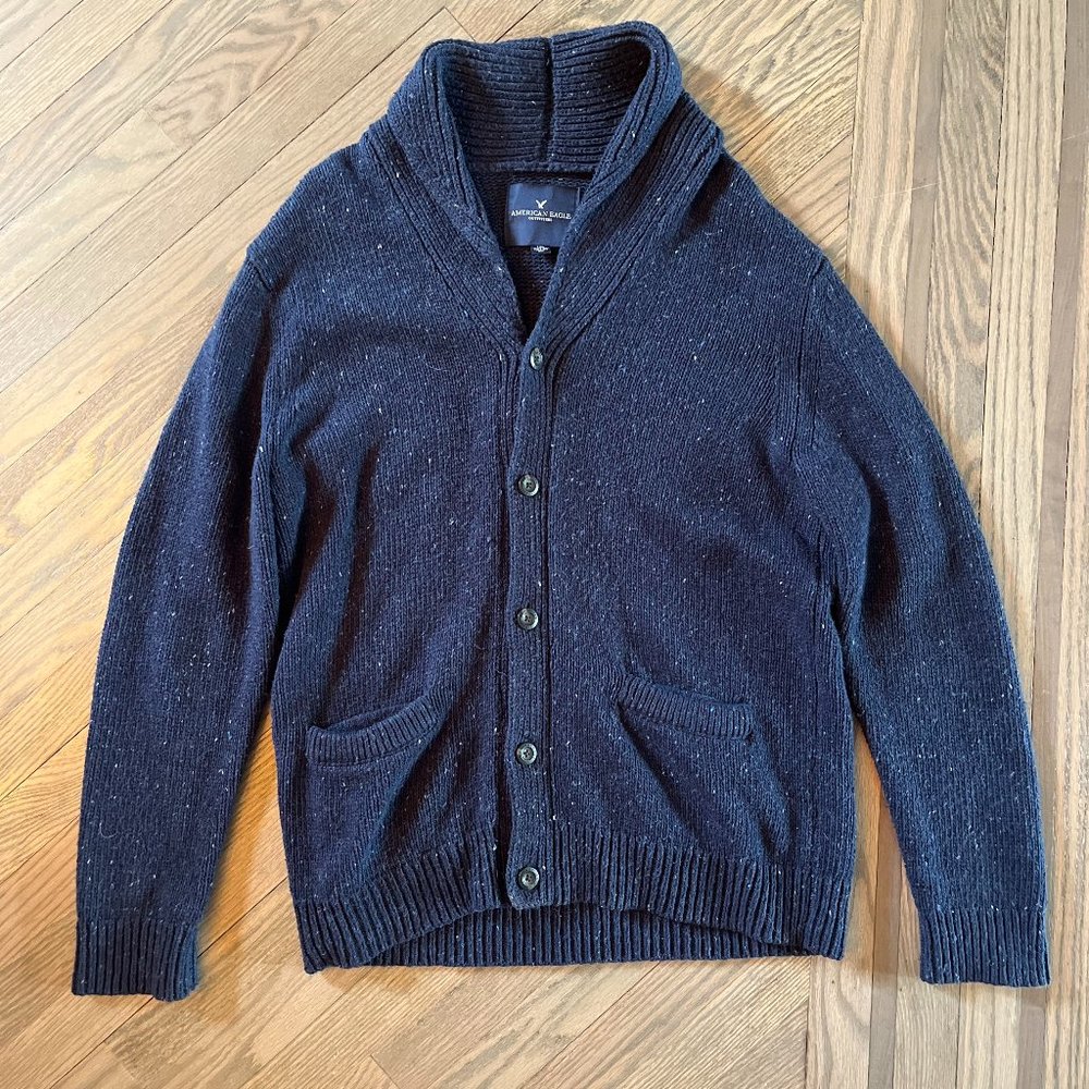American Eagle Men's Navy Blue Large Heavy Cardigan